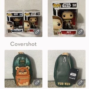Star ⭐️ Wars/Loungefly/Ewok bag+REY/JYN POP Funko 5”